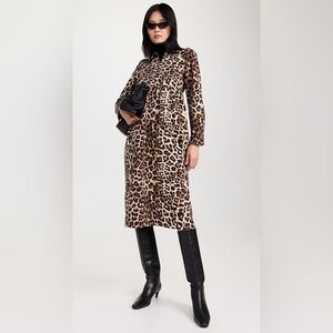 ALIGNE Women’s Leopard Print Gabriella Cotton Midi Denim Dress—8